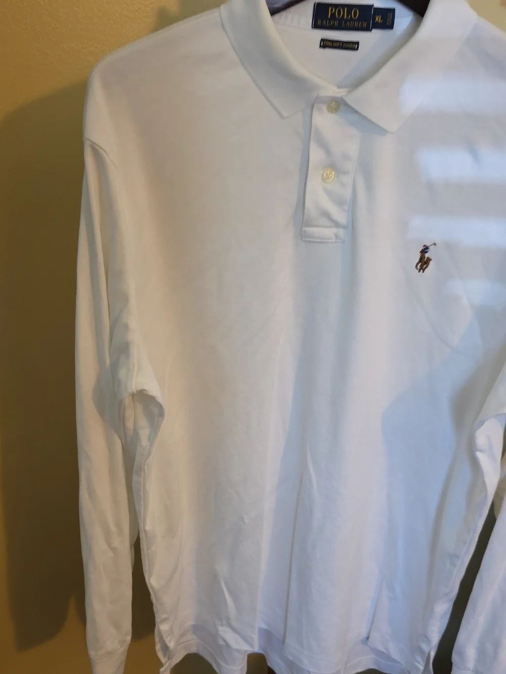 Ralph Lauren White Long-Sleeve Polo with Colored Pony Logo